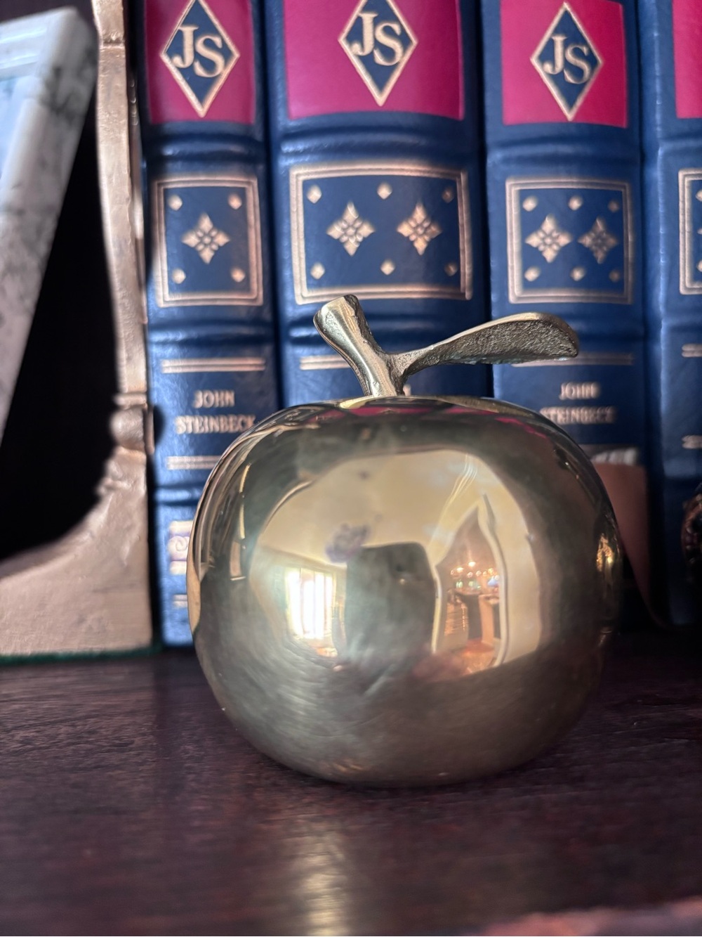 Brass Decorative Apple Accent - Shiny Metallic Decor